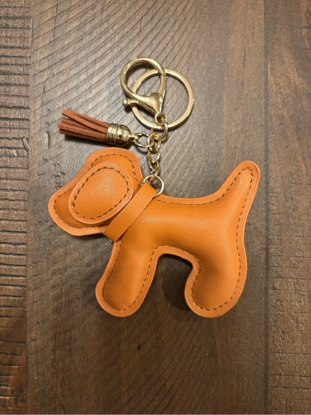 New Brown Dog Keychain Bag Charm with Tassel